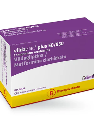 Vildavitae Plus (B) Vildagliptina, Metformina 50/850 mg 60 Comprimidos recubiertos.