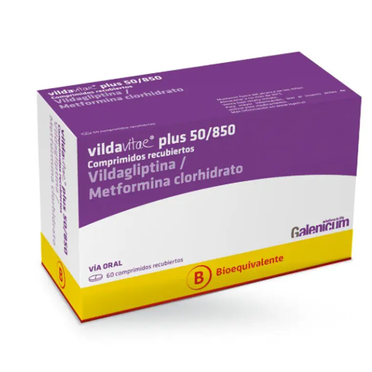 Vildavitae Plus (B) Vildagliptina, Metformina 50/850 mg 60 Comprimidos recubiertos. 1