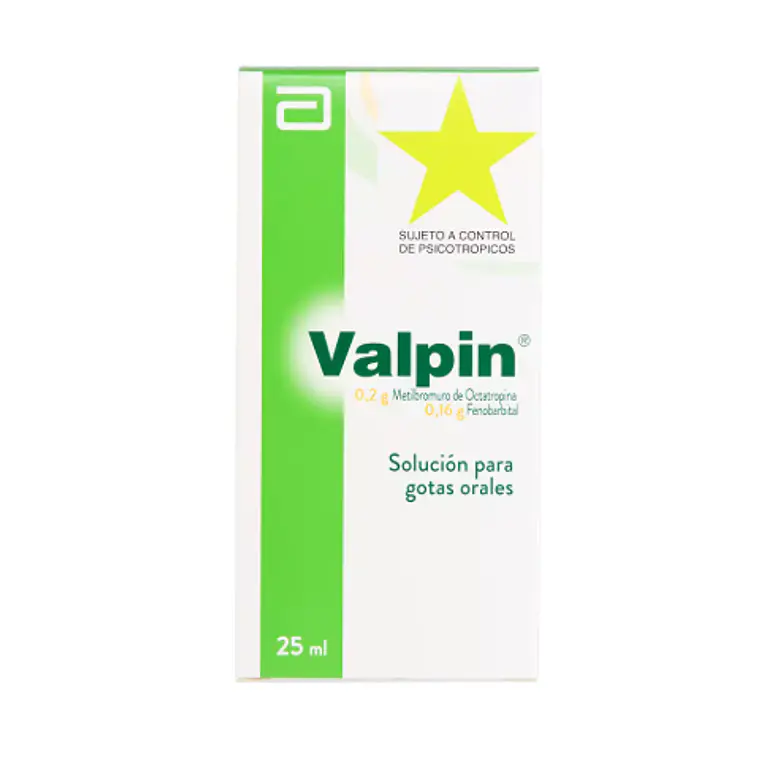 Valpin Fenobarbital, Octatropina, Metilbromuro Gotas 25 ml. 1