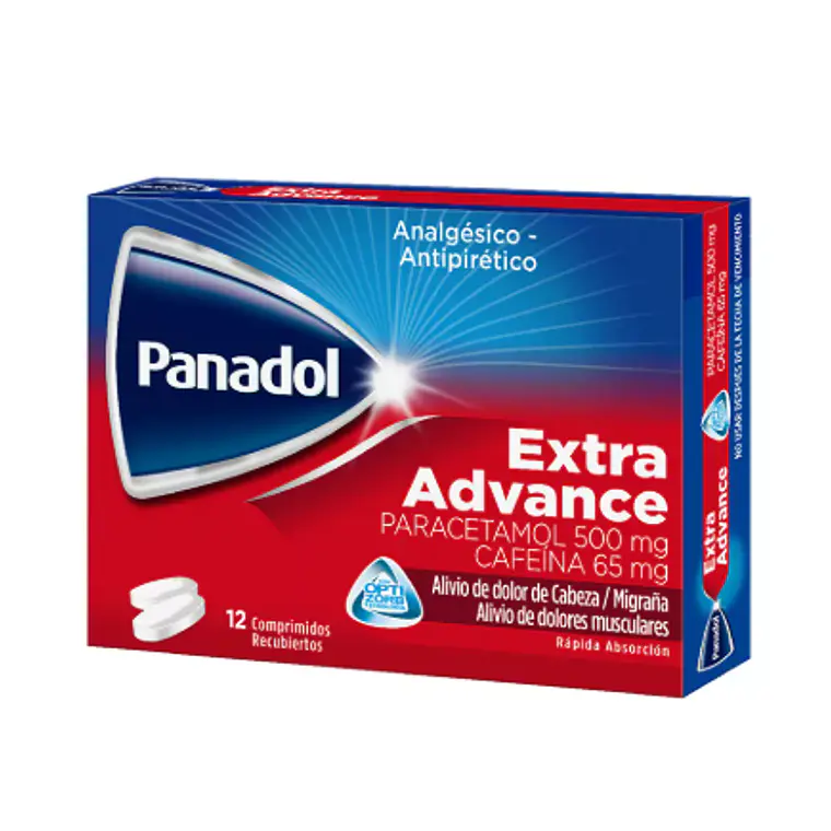Panadol Extra Advance Cafeína, Paracetamol 12 Comprimidos recubiertos. 1