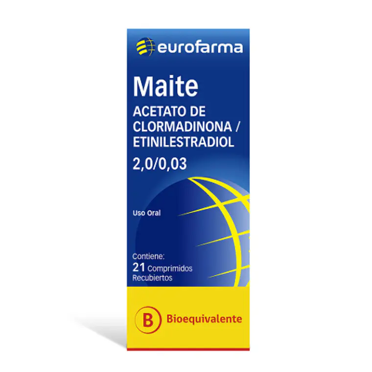 Maite (B) Clormadinona, Etinilestradiol 2/0,03 mg 21 Comprimidos recubiertos. 1