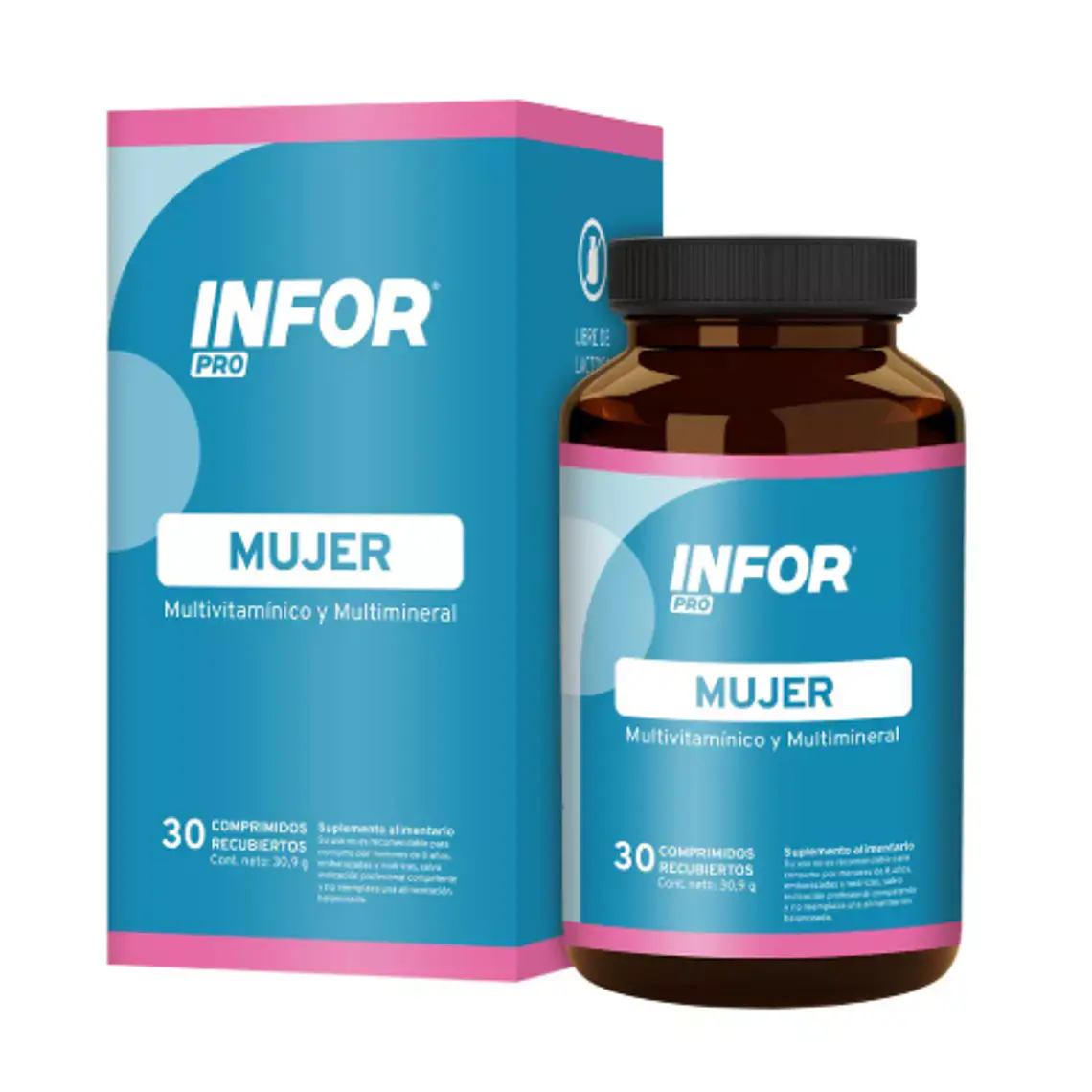 Infor Pro Mujer Multivitamínico y multimineral 30 Comprimidos recubiertos. 1