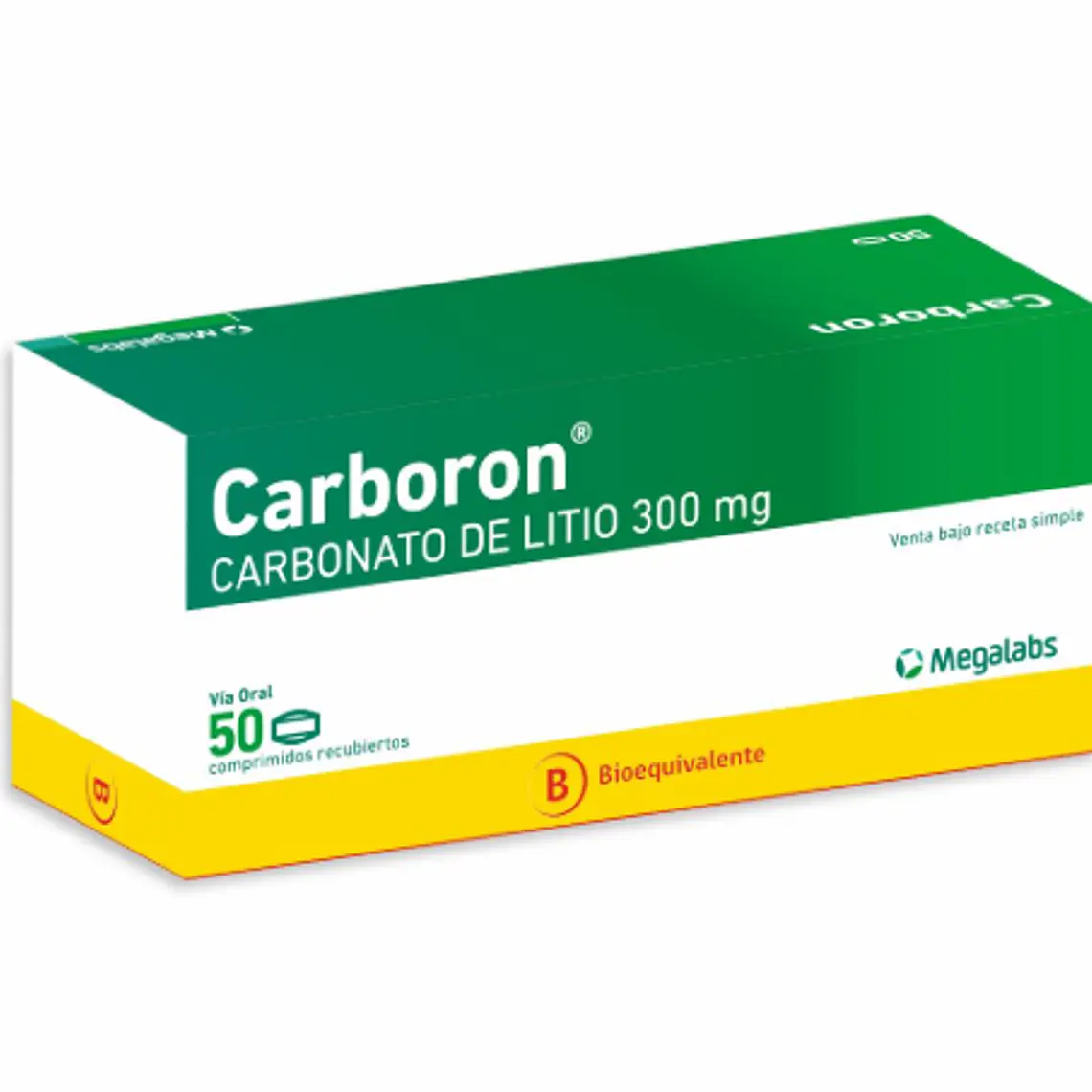 Carboron (B) Carbonato de litio 300 mg 50 Comprimidos recubiertos. 1