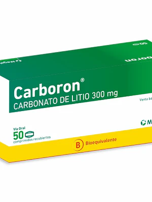 Carboron (B) Carbonato de litio 300 mg 50 Comprimidos recubiertos.