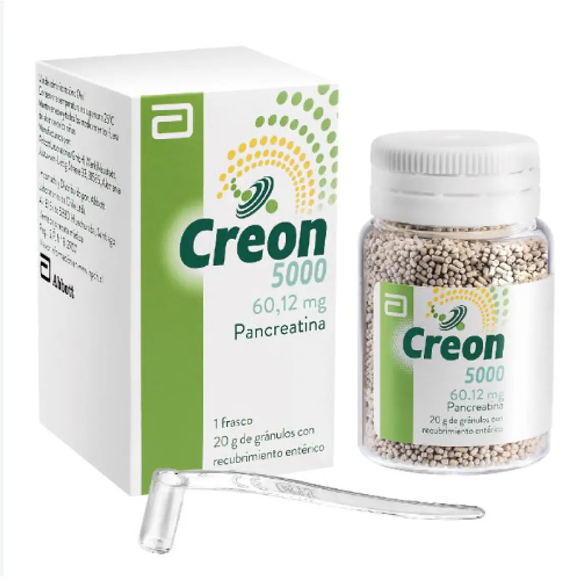 Creon 5.000 60,12 mg Pancreatina 20 g de gránulos con recubrimiento entérico. 1