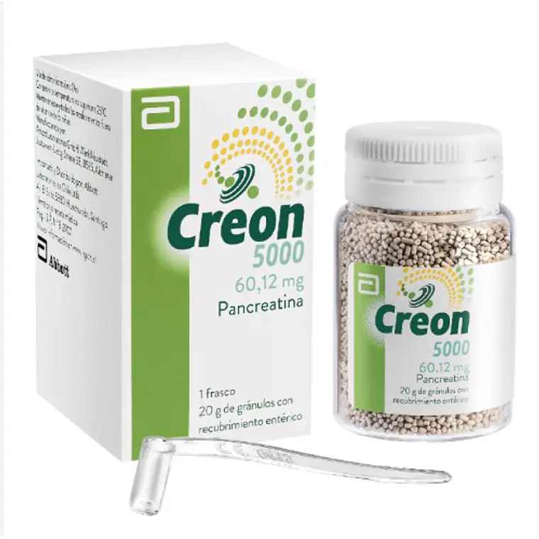 Creon 5.000 60,12 mg Pancreatina 20 g de gránulos con recubrimiento entérico. 1