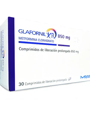 Glafornil XR Metformina 850 mg 30 Comprimidos.