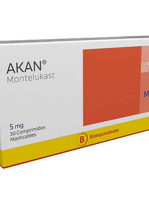 Akan (B) Montelukast 5 mg 30 Comprimidos masticables.