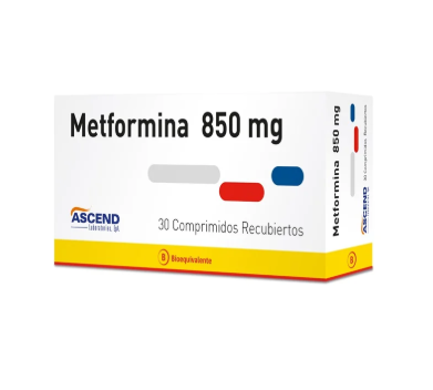 Metformina (B) 850 mg 30 Comprimidos recubiertos. Ascend