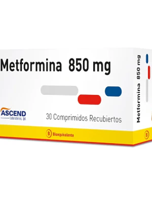 Metformina (B) 850 mg 30 Comprimidos recubiertos. Ascend 