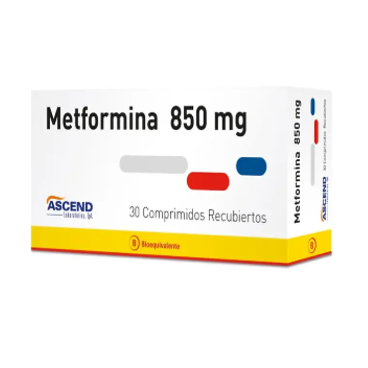 Metformina (B) 850 mg 30 Comprimidos recubiertos. Ascend  1