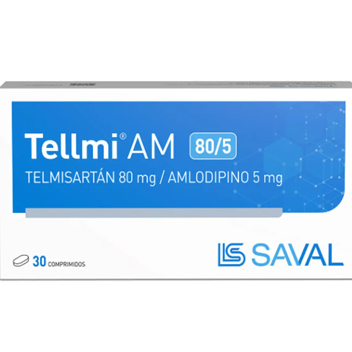 Tellmi AM Telmisartán, amlodipino 80/5 mg 30 Comprimidos. 1