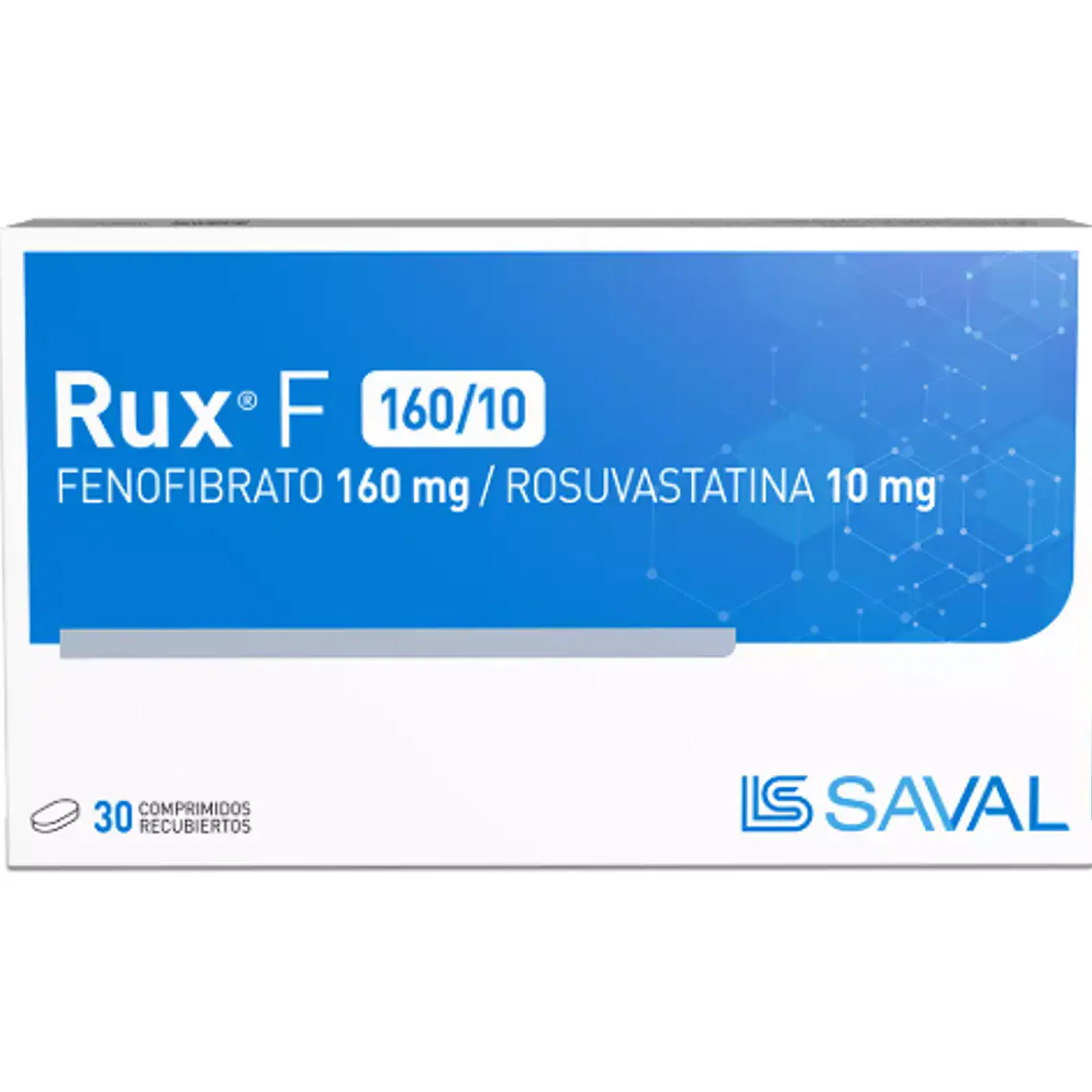 Rux F  Fenofibrato, Rosuvastatina 160/10 mg 30 Comprimidos recubiertos. 1