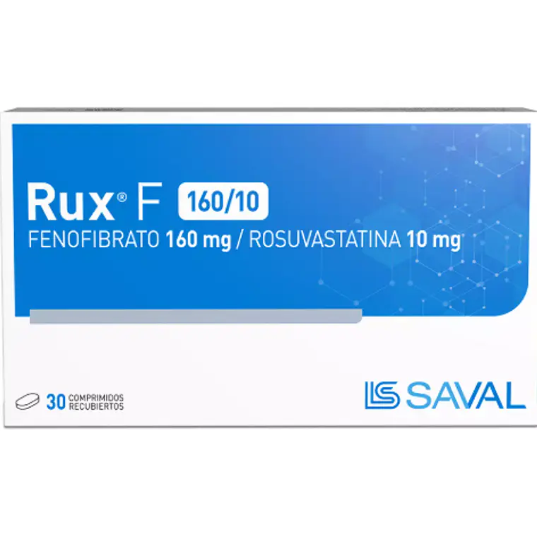 Rux F  Fenofibrato, Rosuvastatina 160/10 mg 30 Comprimidos recubiertos. 1