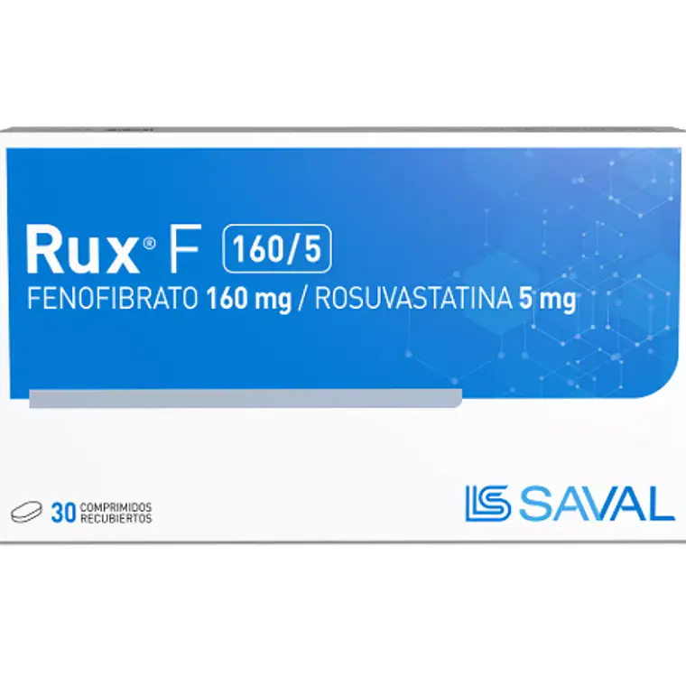 Rux F  Fenofibrato, Rosuvastatina 160/5 mg 30 Comprimidos recubiertos. 1