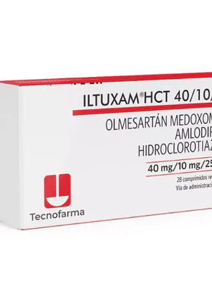 Iltuxam HCT 40/10/25 mg Olmesartán, Amlodipino, Hidroclorotiazida 28 Comprimidos.