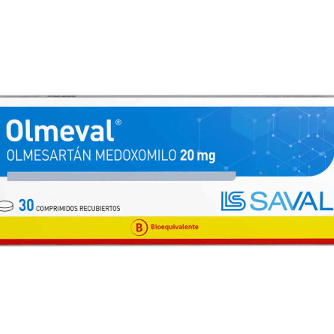 Olmeval (B) Olmesartán 20 mg 30 Comprimidos  recubiertos. 1