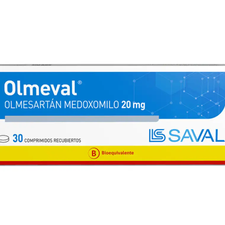 Olmeval (B) Olmesartán 20 mg 30 Comprimidos  recubiertos. 1