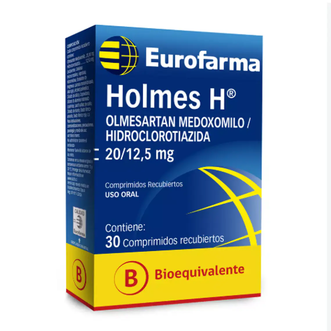 Holmes H (B) Olmesartán, Hidroclorotiazida 20/12,5 mg 30 Comprimidos recubiertos. 1