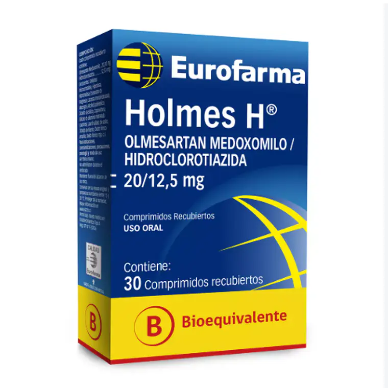 Holmes H (B) Olmesartán, Hidroclorotiazida 20/12,5 mg 30 Comprimidos recubiertos. 1