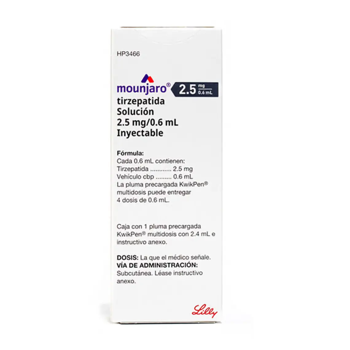 Mounjaro Kwikpen Tirzepatida 2,5 mg / 0,6 ml Solución inyectable 4 Dosis. 1