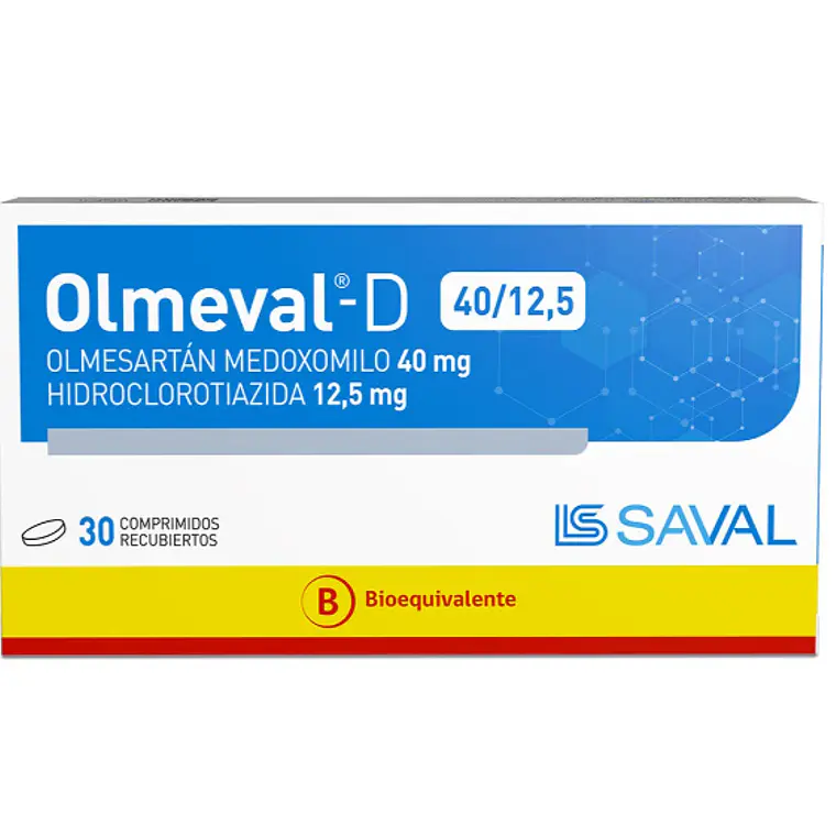 Olmeval-D (B) Olmesartán, hidroclorotiazida 40/ 12,5 mg Comprimidos  recubiertos 1