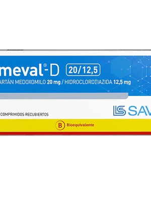 Olmeval-D Olmesartán, Hidroclorotiazida 20 / 12,5 mg 30 Comprimidos recubiertos.