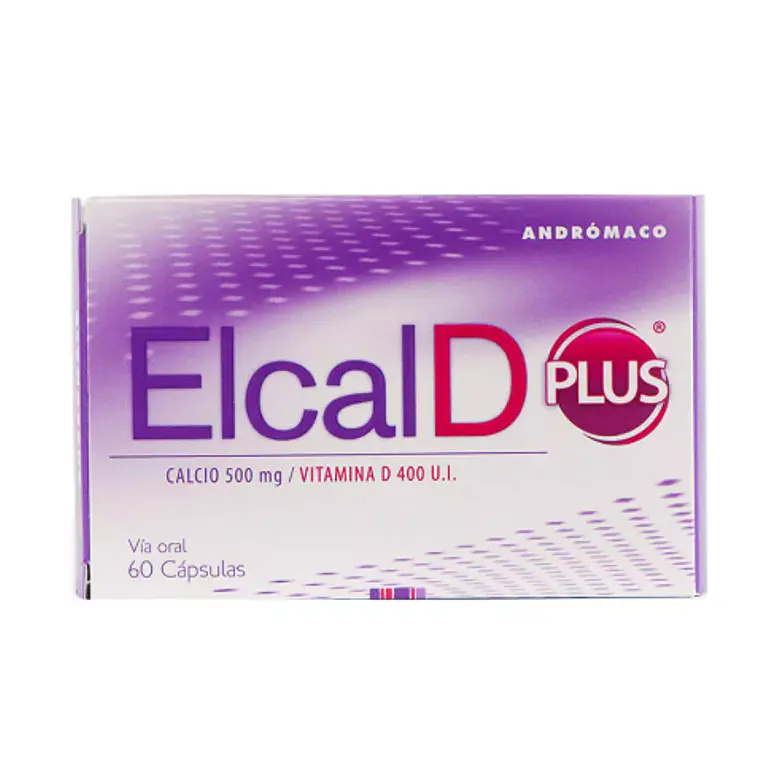 Elcal D Plus Calcio 500 mg Vitamina D3  400 U.I 60 Cápsulas. 1