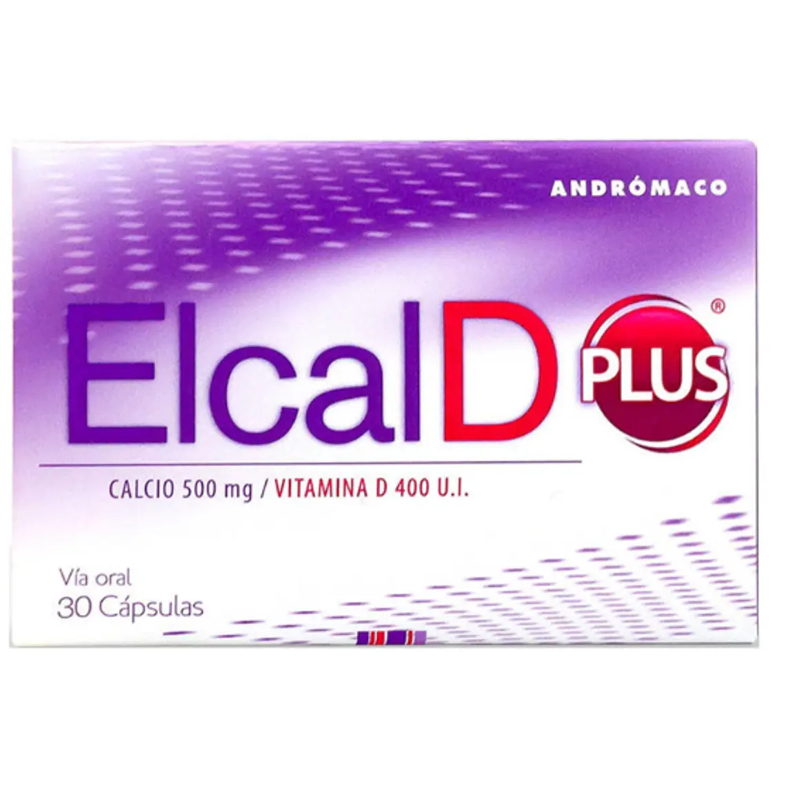 Elcal-D Plus 500 mg,, Vitamina D  400 U.I. 30 Cápsulas. 1