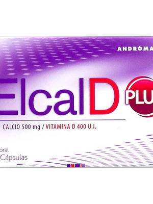 Elcal-D Plus 500 mg,, Vitamina D  400 U.I. 30 Cápsulas.