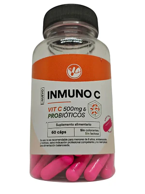 Inmuno C Vitamina C 500 mg y probióticos 60 Cápsulas. Natural Farm