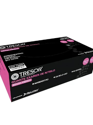 Guante de examen Nitrilo L/P Negro Tresor L  100 Unidades.