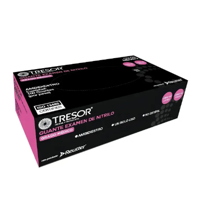Guante de examen Nitrilo L/P Negro Tresor L  100 Unidades. 1