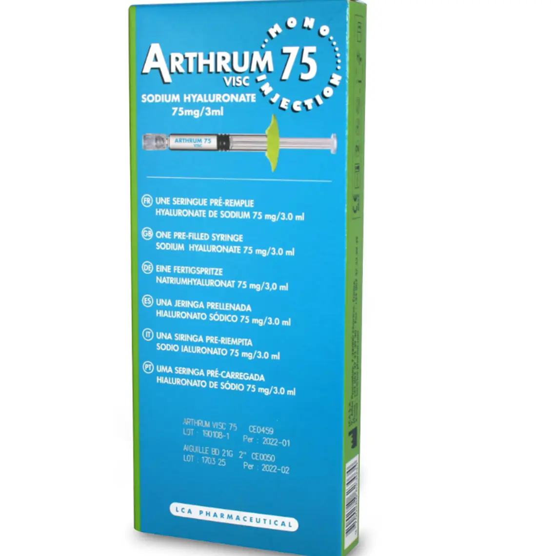 Arthrum 75 Hialuronato de sodio 7,5 mg / 3 ml Intra-Articular 1 Jeringa Prellenada. 1