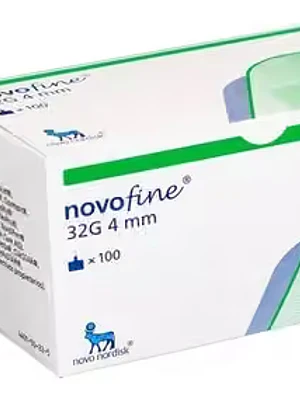 Novofine Agujas, 32 G x 4 Mm, envase de 100 agujas. Novo Nordisk (Dm)
