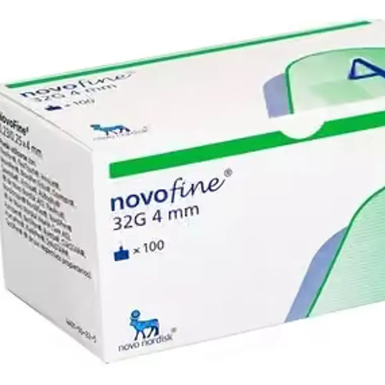 Novofine Agujas, 32 G x 4 Mm, envase de 100 agujas. Novo Nordisk (Dm) 1