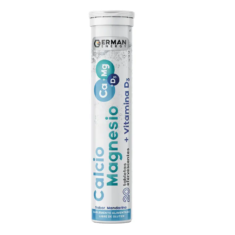 Calcio, Magnesio, Vitamina D3 20 Tabletas efervescentes. German Energy 1