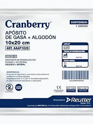 APOSITO GASA + ALGODÓN 10 X 20 CM X 1 UN CRANBERRY