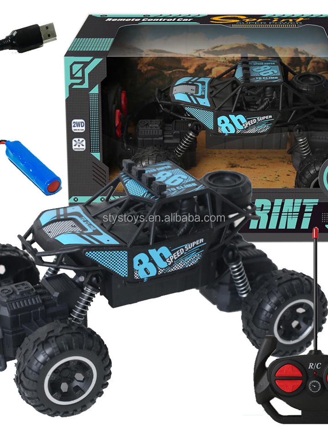 RC Monster Truck 4WD 2,4 GHz – Rock Crawler Eléctrico Recargable con Batería Incluida 2