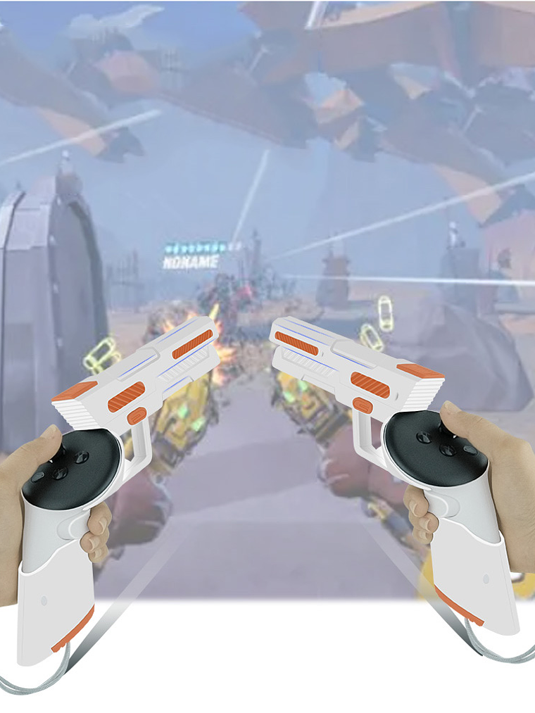 Pistola VR Gaming para Meta Quest 3 – Empuñadura de Disparo Táctil para Controladores Touch 3