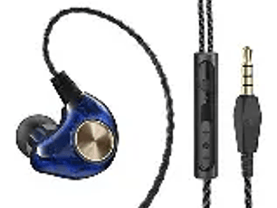 Auriculares con cable de alta fidelidad con micrófono, auriculares dinámicos con cancelación de ruido, auriculares intrauditivos con graves para deportes, Fitness y música color azul