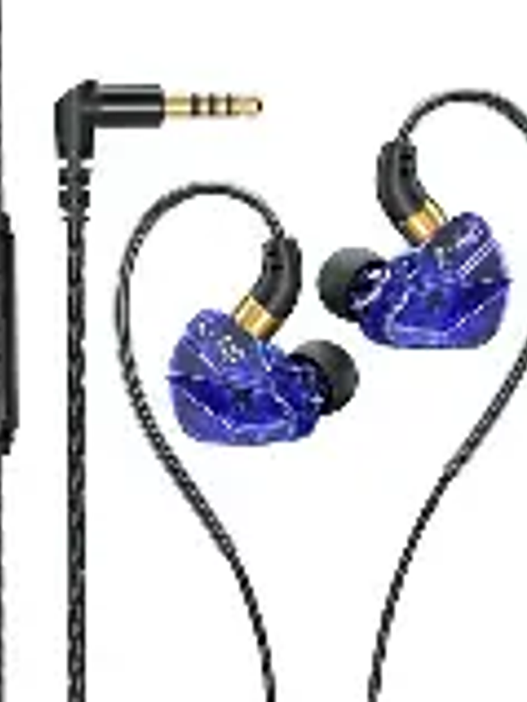 Auriculares con cable de alta fidelidad con micrófono, auriculares dinámicos con cancelación de ruido, auriculares intrauditivos con graves para deportes, Fitness y música color azul 2