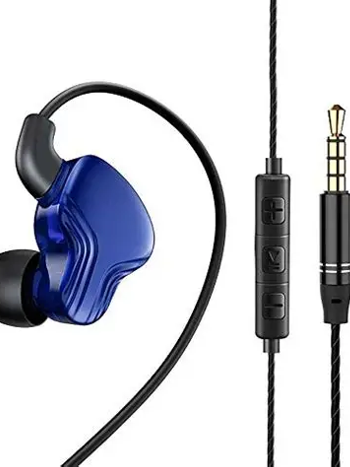 Auriculares con cable de alta fidelidad con micrófono, auriculares dinámicos con cancelación de ruido, auriculares intrauditivos con graves para deportes, Fitness y música color azul 3