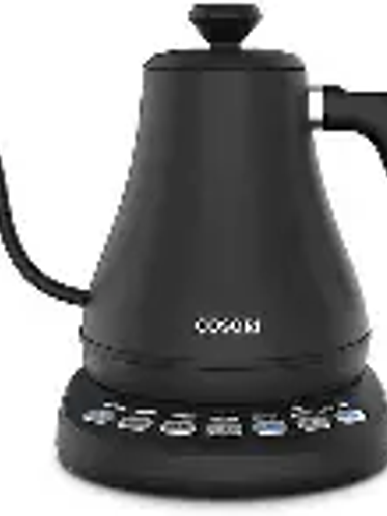 Govee - Hervidor eléctrico inteligente, diseño de cuello de cisne con temperatura variable, WiFi, control mediante Alexa, calentamiento rápido de 1200 W, 100 % acero inoxidable, 0.8 L, negro mate 2