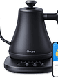 Govee - Hervidor eléctrico inteligente, diseño de cuello de cisne con temperatura variable, WiFi, control mediante Alexa, calentamiento rápido de 1200 W, 100 % acero inoxidable, 0.8 L, negro mate - Miniatura 1
