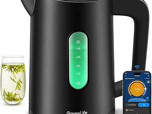 GoveeLife Hervidor inteligente con control de temperatura de 1.7 L, 1500 W, WiFi tetera eléctrica con luces indicadoras LED, control remoto, 2 horas mantener el calor, 4 presets de caldera de agua