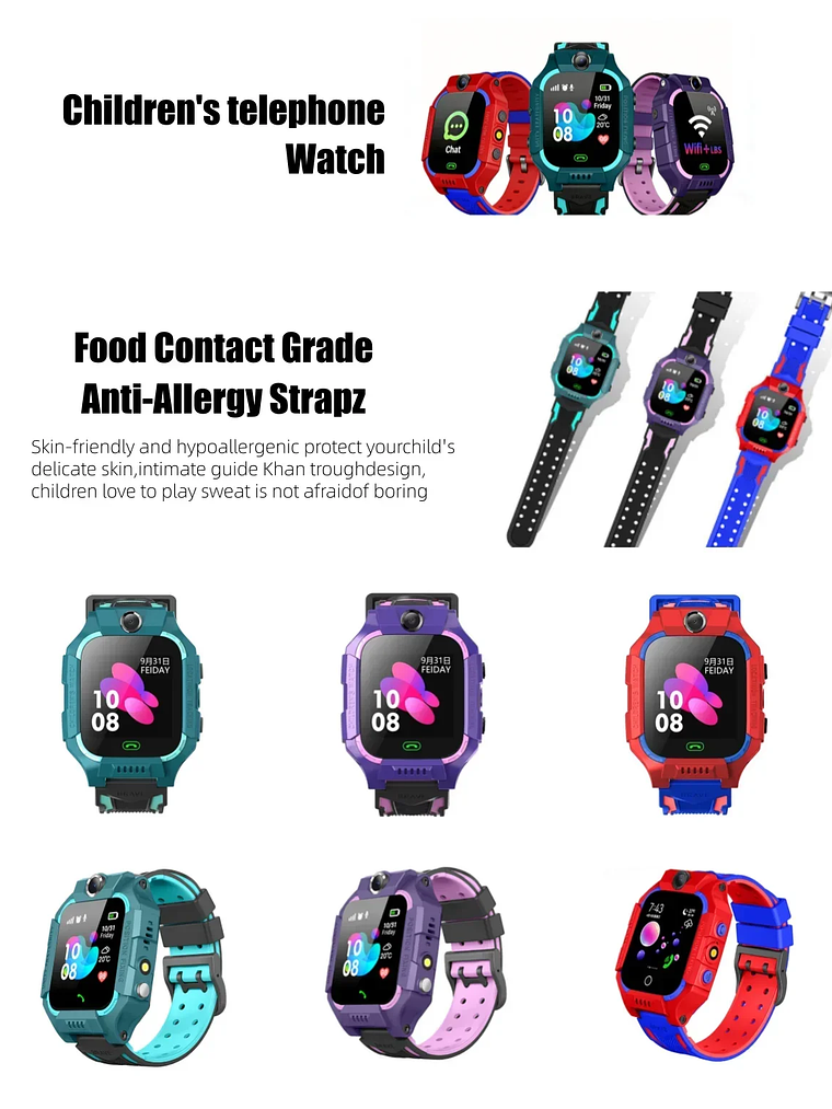 Reloj Inteligente VIVO Q19 para Niños, con Llamadas SOS, Localizador, Antipérdida, Cámara, Pantalla Táctil, Resistente al Agua, Reloj de Pulsera para Estudiantes 1