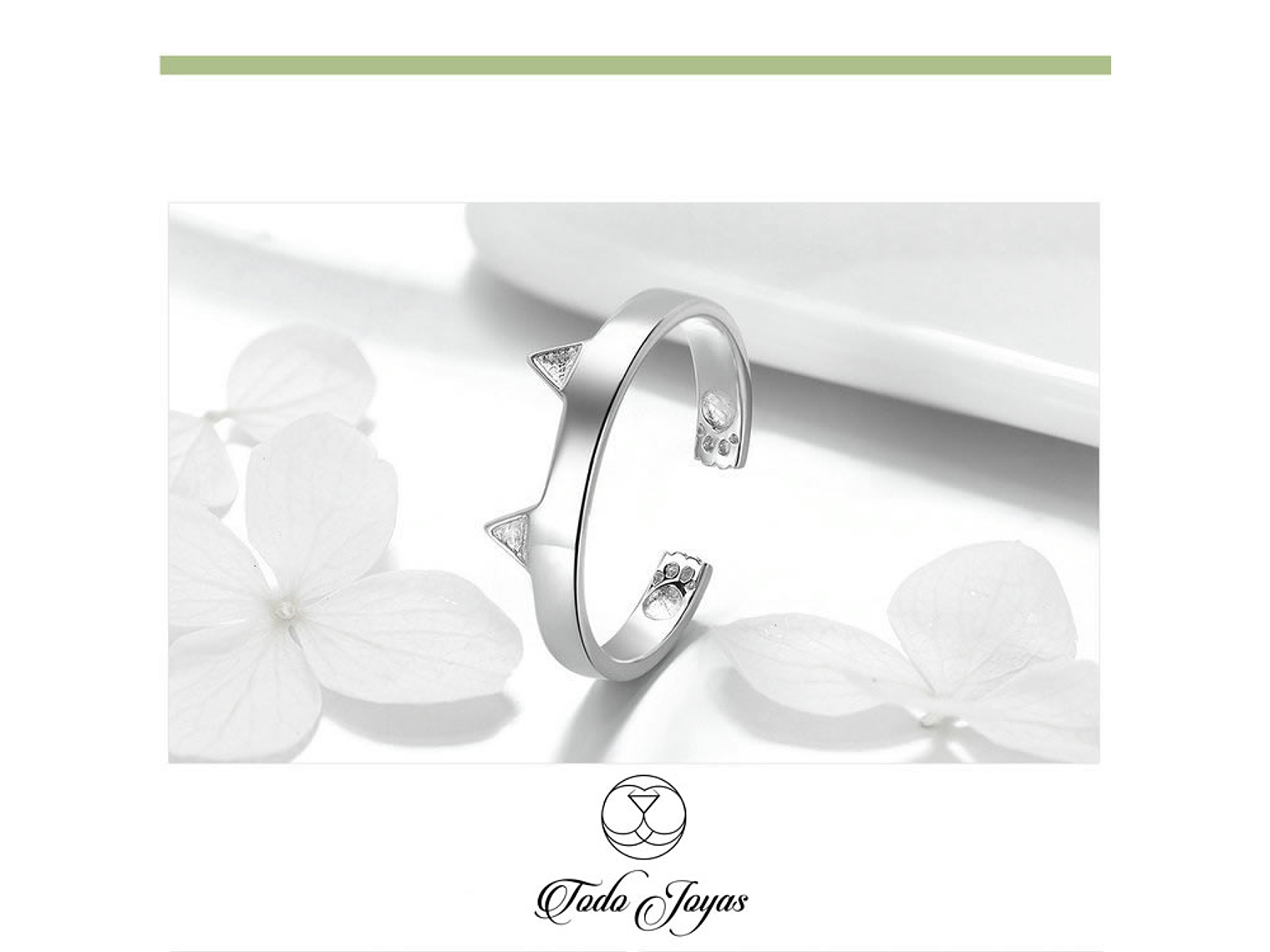 Anillo Plata 925 Orejas Gato y Patitas 2