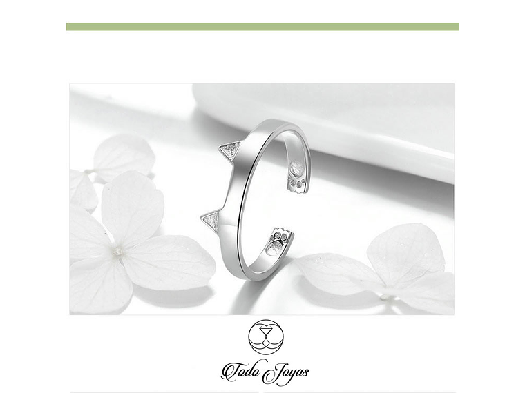 Anillo Plata 925 Orejas Gato y Patitas 2