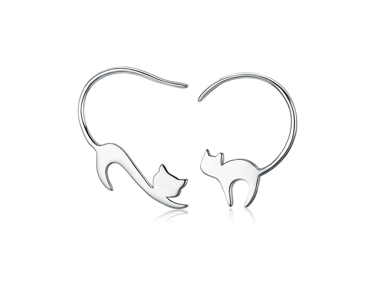 Aros Pendientes Plata 925 Gato Jugueton 1